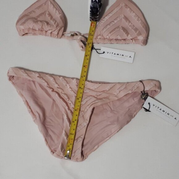 NWT Vitamin A blush pink & stripe triangle bikini top & reversible bottom set, 4 - Picture 11 of 11